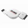 White Round Retractable iPod/iPhone USB Charge & Sync Cable 32 Inch    ZIP-DATA-A03